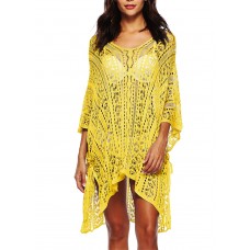 PANAXladies handhaken hollow v-neckline fledermausärmel dress beach cover up