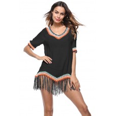 PANAX ladies bikini beach blouse with long tassels